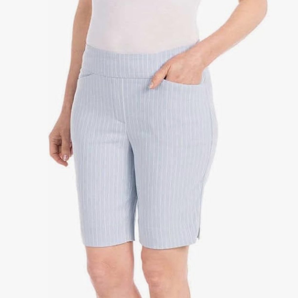 Hilary Radley Sky Blue Pinstripe Bermudas